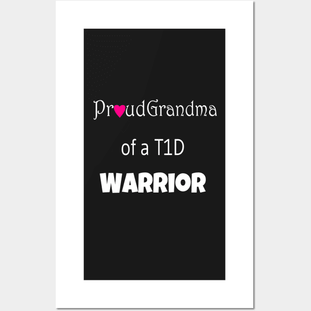 Proud Grandma - White Text - Pink Heart Wall Art by CatGirl101